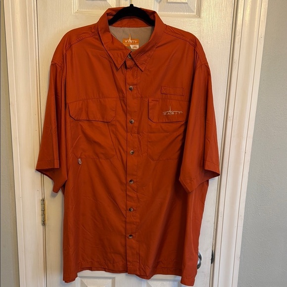 HABIT Casual Orange Button Down Shirt with Short Sleeves #258 - Picture 1 of 10